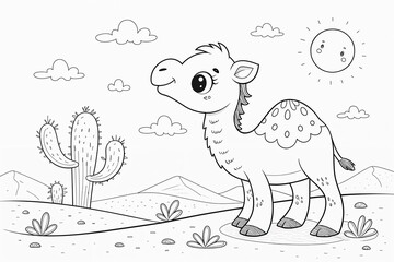 camel coloring page for kids