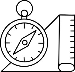 compass and ruler icon symbolizes navigation and measurement, perfect for planning and exploration