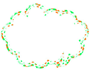ステンドグラス風吹き出し　三角形模様　丸みのある雲形