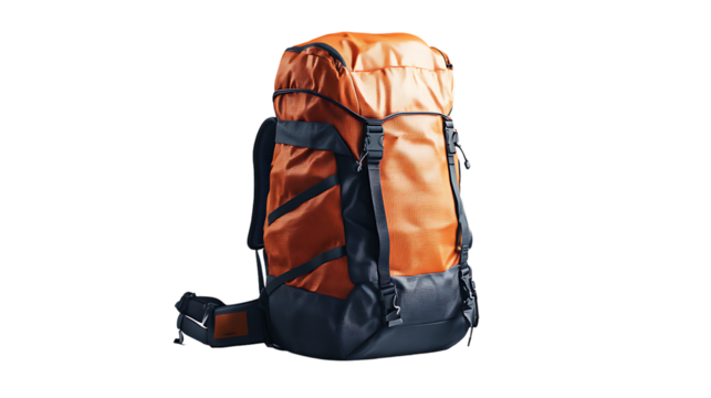 Stylish orange backpack for outdoor adventures.