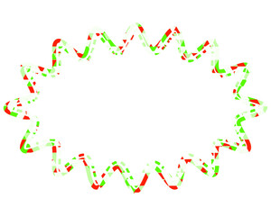 ステンドグラス風吹き出し　三角形模様　細長い丸みのあるギザギザした形