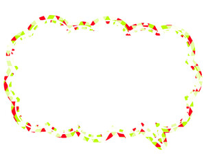 ステンドグラス風吹き出し　三角形模様　細長い雲形