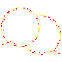 ステンドグラス風吹き出し　三角形模様　重なる会話