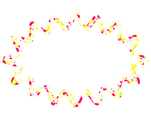 ステンドグラス風吹き出し　三角形模様　細長い丸みのあるギザギザした形