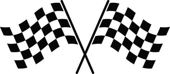 Two crossed checkered flags for racing finish vector illustration