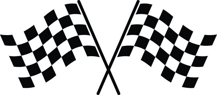 Two crossed checkered flags for racing finish vector illustration