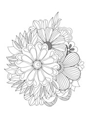 Fototapeta premium Botanical Spring Flower Coloring Book for Relaxation