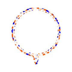 ステンドグラス風吹き出し　三角形模様　丸形の下向き
