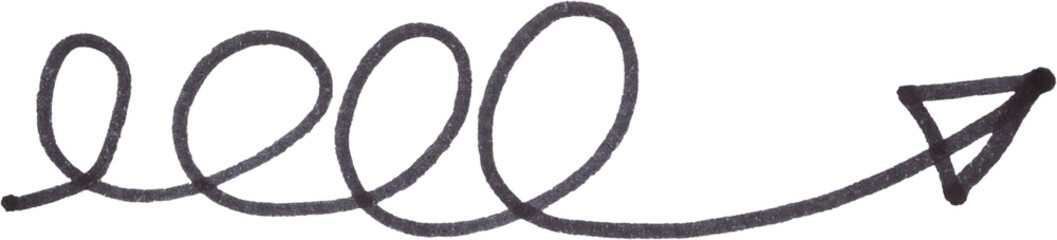 hand drawn arrow with black marker on white background