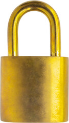 Fototapeta na wymiar Old golden padlock isolated on white background