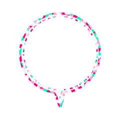 ステンドグラス風吹き出し　三角形模様　丸形の下向き