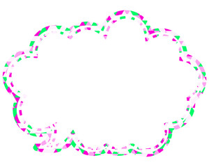 ステンドグラス風吹き出し　三角形模様　丸みのある雲形