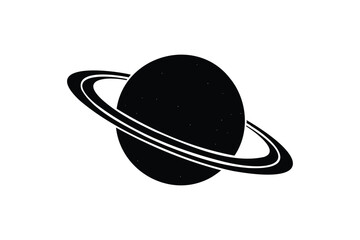 Planet Saturn silhouette vector on white background