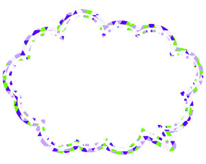 ステンドグラス風吹き出し　三角形模様　丸みのある雲形