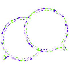 ステンドグラス風吹き出し　三角形模様　重なる会話