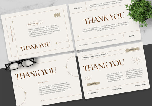 Brown And Black Thank You Card