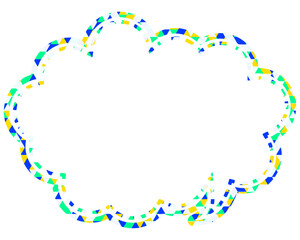 ステンドグラス風吹き出し　三角形模様　丸みのある雲形