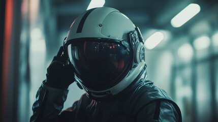 Fototapeta premium Astronaut preparing for spacewalk