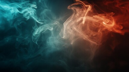 Obraz premium Abstract smoke art with teal and orange hues