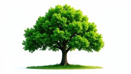 Obraz premium Lush green deciduous tree, vibrant foliage, isolated , natural, healthy, vivid