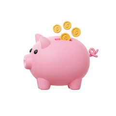 Adorable Pink Piggy Bank Accumulating Wealth: A 3D Render of Savings