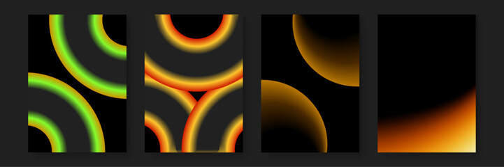 Four gradient circle backgrounds on black. Ideal for social media posts, digital designs, website banners, and promotional materials.