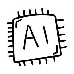 Artistic illustration of an AI chip. Doodle Icon Illustration