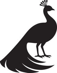 Peacock bird black silhouette design vector art illustration