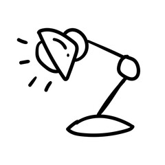 Illuminated desk lamp with sleek design. Doodle Icon Illustration