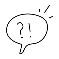 Intrigued chat bubble Questions and exclamations. Doodle Icon Illustration