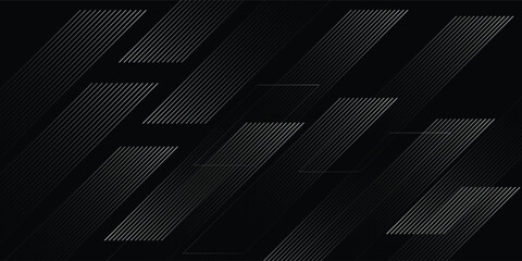 3D black geometric abstract background overlap layer on dark space with diagonal lines decoration. Modern graphic design element striped style for banner, flyer, card, brochure cover, or landing page