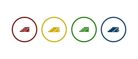 stairs icon vector illustration. upstairs or downstairs icon in different color design.
