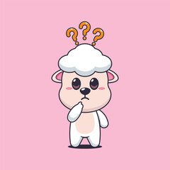 Cute sheep cartoon vector illustration is confused