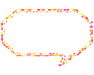 ステンドグラス風吹き出し　三角形模様　細長い八角形