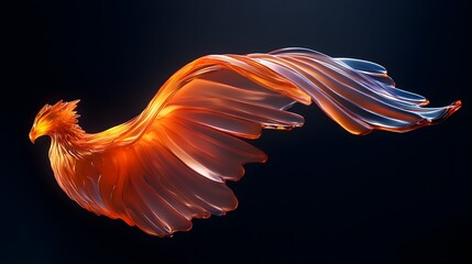 Obraz premium Phoenix Rising: A mesmerizing digital rendering of a mythical phoenix, with fiery feathers and graceful wings, ablaze against a dark background, symbolizing rebirth and renewal. 