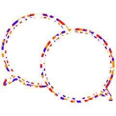 ステンドグラス風吹き出し　三角形模様　重なる会話