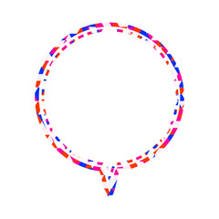 ステンドグラス風吹き出し　三角形模様　丸形の下向き