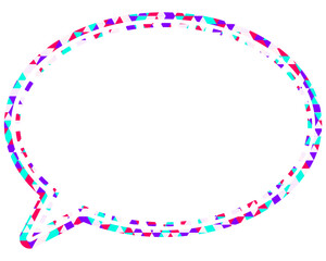 ステンドグラス風吹き出し　三角形模様　丸形