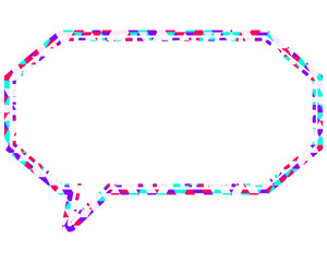 ステンドグラス風吹き出し　三角形模様　細長い八角形