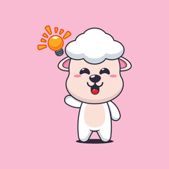Cute sheep cartoon vector illustration get an idea