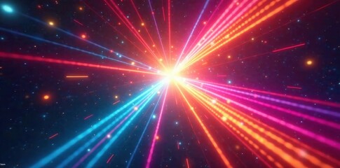 Naklejka premium Intense colorful beams intersect, creating dazzling light show , festival, bright