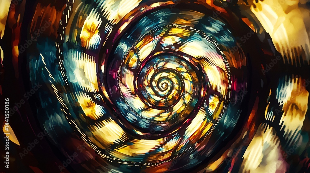 Poster mesmerizing spiral design featuring intricate light patterns creating a unique visual experience wit