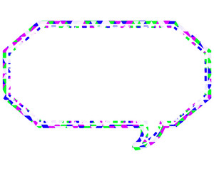 ステンドグラス風吹き出し　三角形模様　細長い八角形