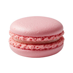 Delicate and visually pleasing single pink Macaron isolated on white background
