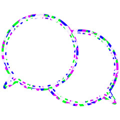 ステンドグラス風吹き出し　三角形模様　重なる会話
