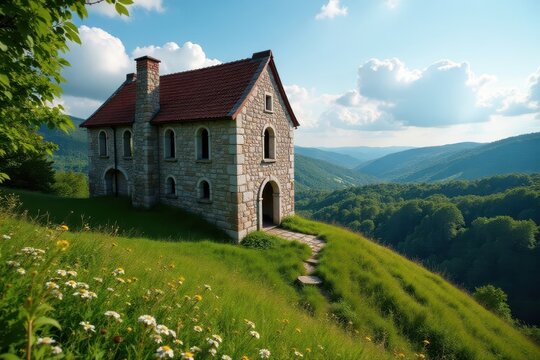 Majestic abandoned castle, Beocin, Serbia Nature reclaims stone , abandoned, ancient