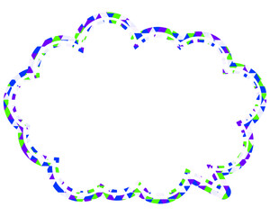 ステンドグラス風吹き出し　三角形模様　丸みのある雲形