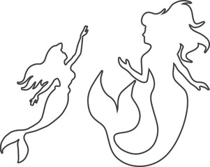 Mermaid Silhouette Vector Illustration