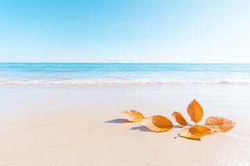 A serene autumn beach landscape painting featuring a quiet coastline view. Perfect for nature enthusiasts and art lovers.