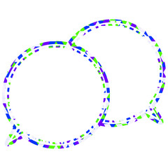 ステンドグラス風吹き出し　三角形模様　重なる会話